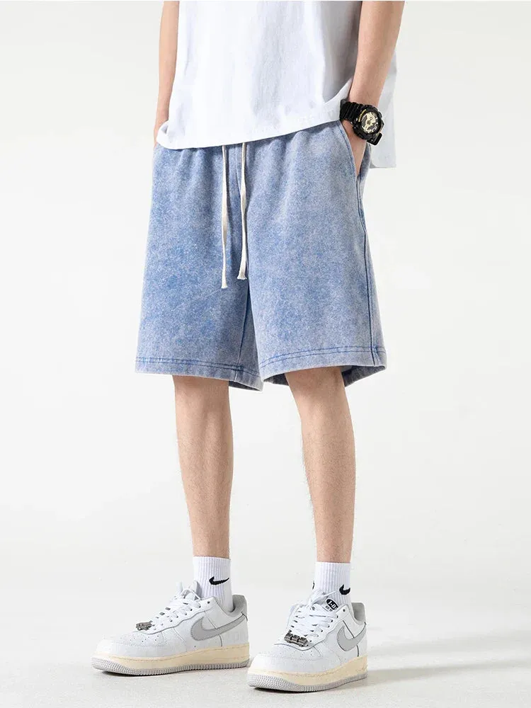 Distressed Summer Shorts Men Cotton Drawstring Harajuku Loose Sweatshorts Male Casual Short Pant Streetwear