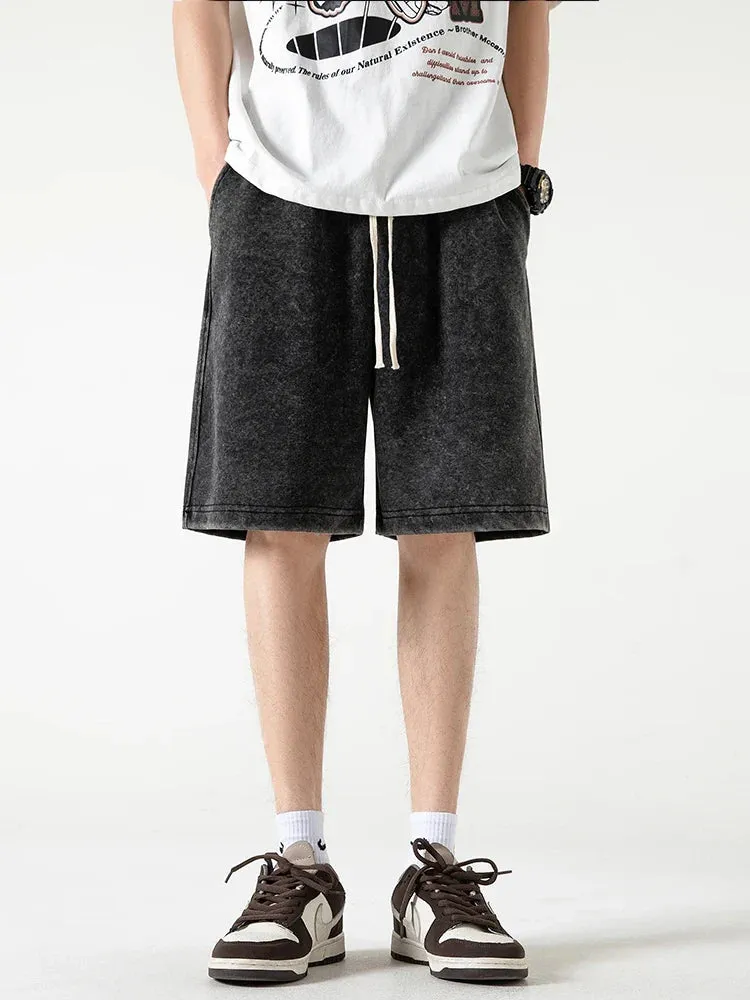 Distressed Summer Shorts Men Cotton Drawstring Harajuku Loose Sweatshorts Male Casual Short Pant Streetwear