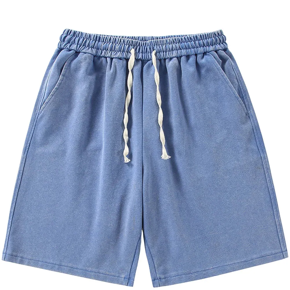 Distressed Summer Shorts Men Cotton Drawstring Harajuku Loose Sweatshorts Male Casual Short Pant Streetwear