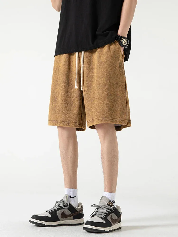 Distressed Summer Shorts Men Cotton Drawstring Harajuku Loose Sweatshorts Male Casual Short Pant Streetwear