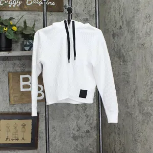 DKNY Sport Womens Ottoman-Knit Stretch Athletic Hoodie DP9T6994 White XS