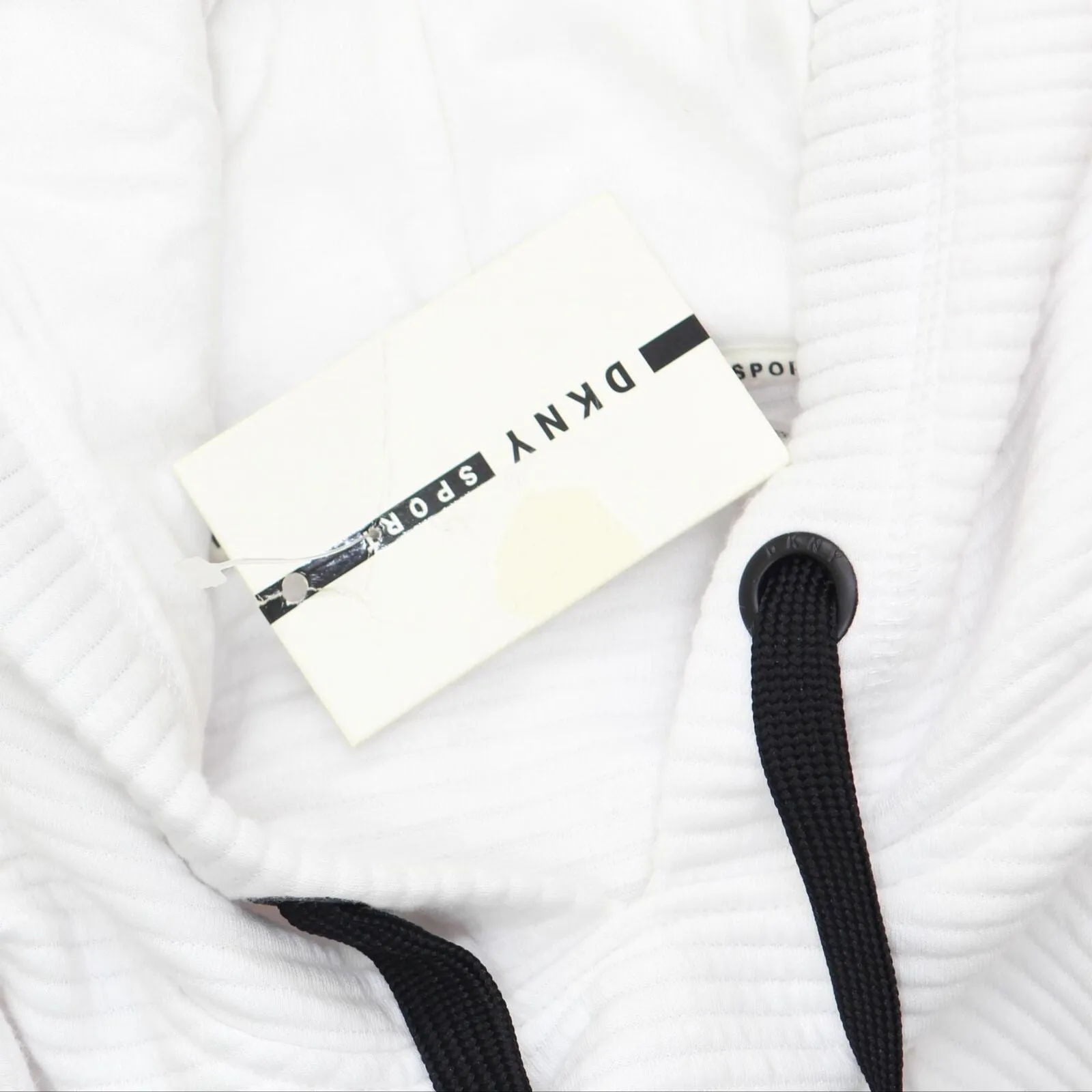 DKNY Sport Womens Ottoman-Knit Stretch Athletic Hoodie DP9T6994 White XS