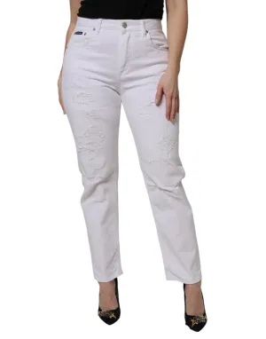 Dolce & Gabbana White Cotton High Waist Skinny Denim Jeans