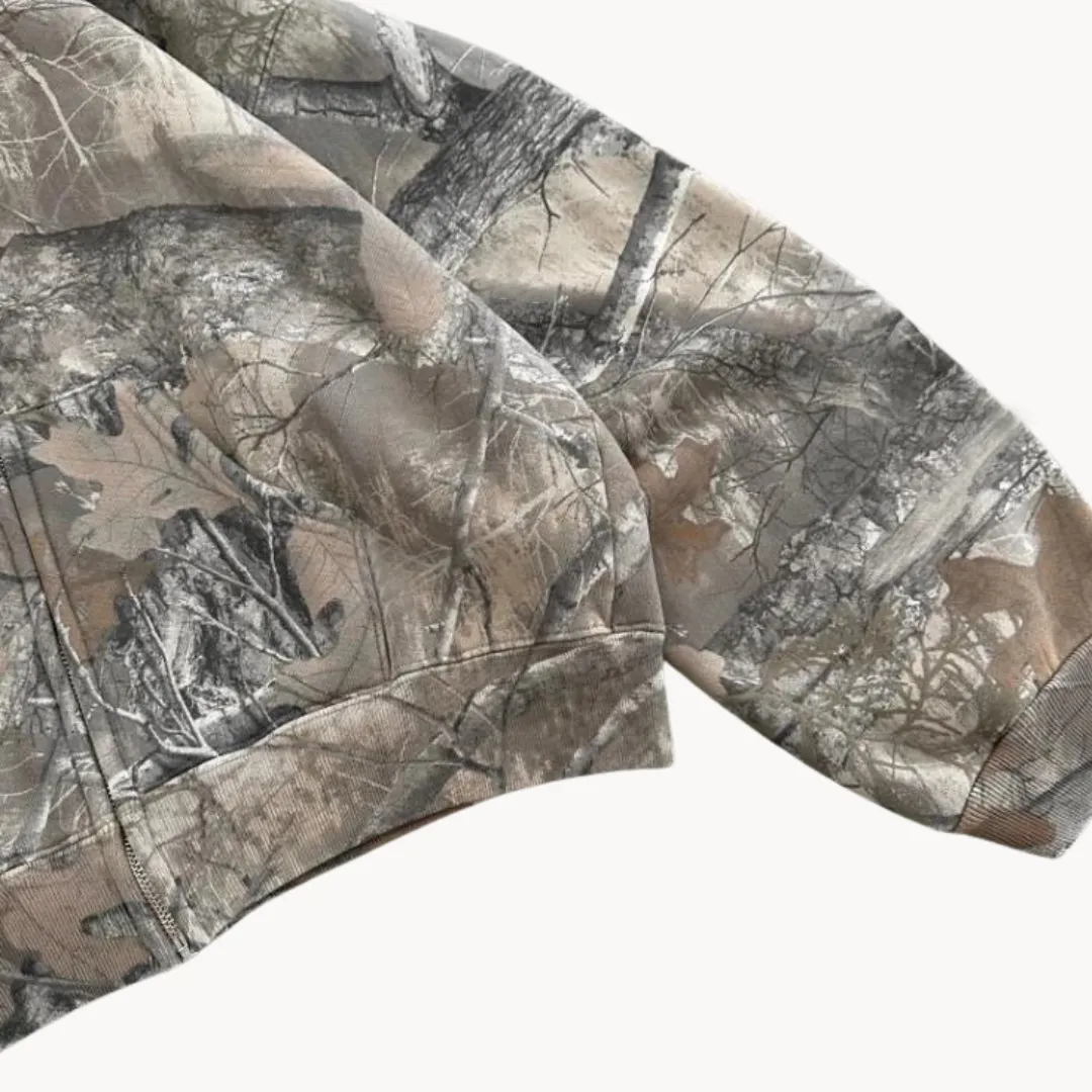 Drayven | Mens Camo Zip-Up Hoodie or Jumper with Camouflage Print – Urban Streetwear or Hunting Style Sweatshirt