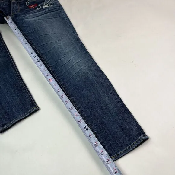 Driftwood Floral Embroidered Skinny Jeans 27 Low Rise Y2K Boho Hippie Grunge