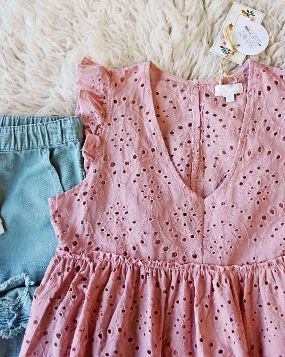 Dusty Poppy Eyelet Top