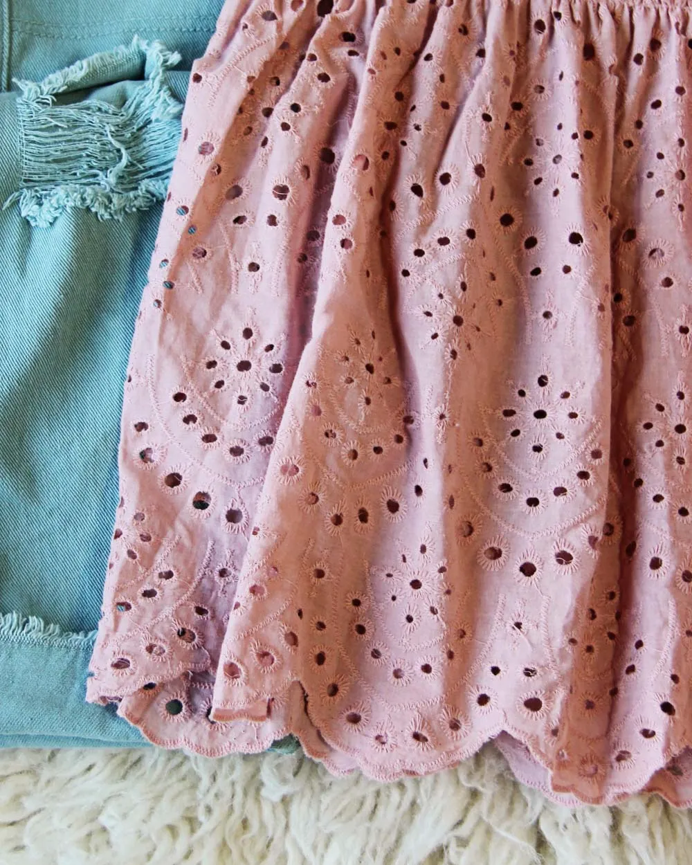 Dusty Poppy Eyelet Top
