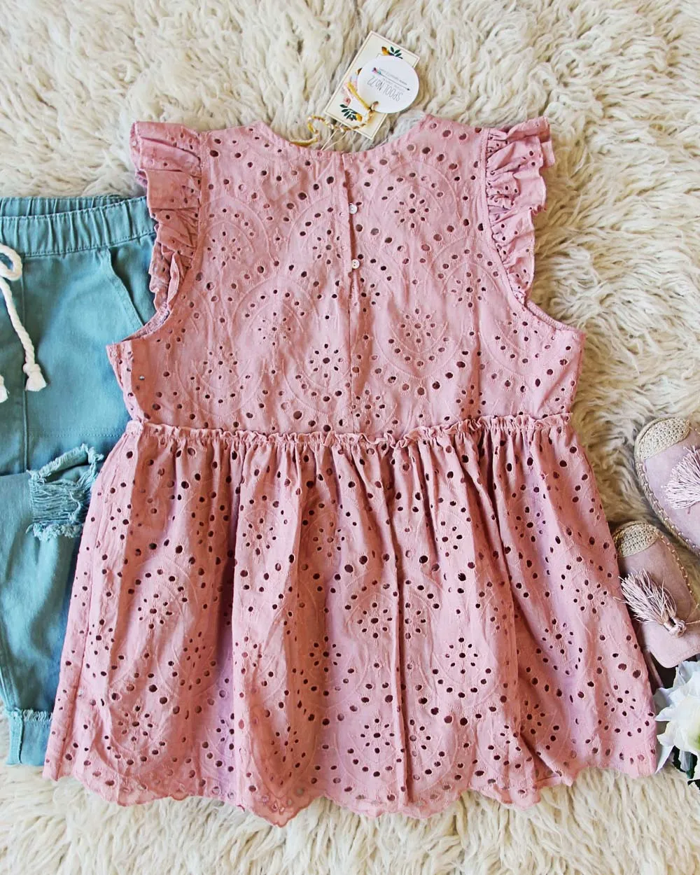Dusty Poppy Eyelet Top