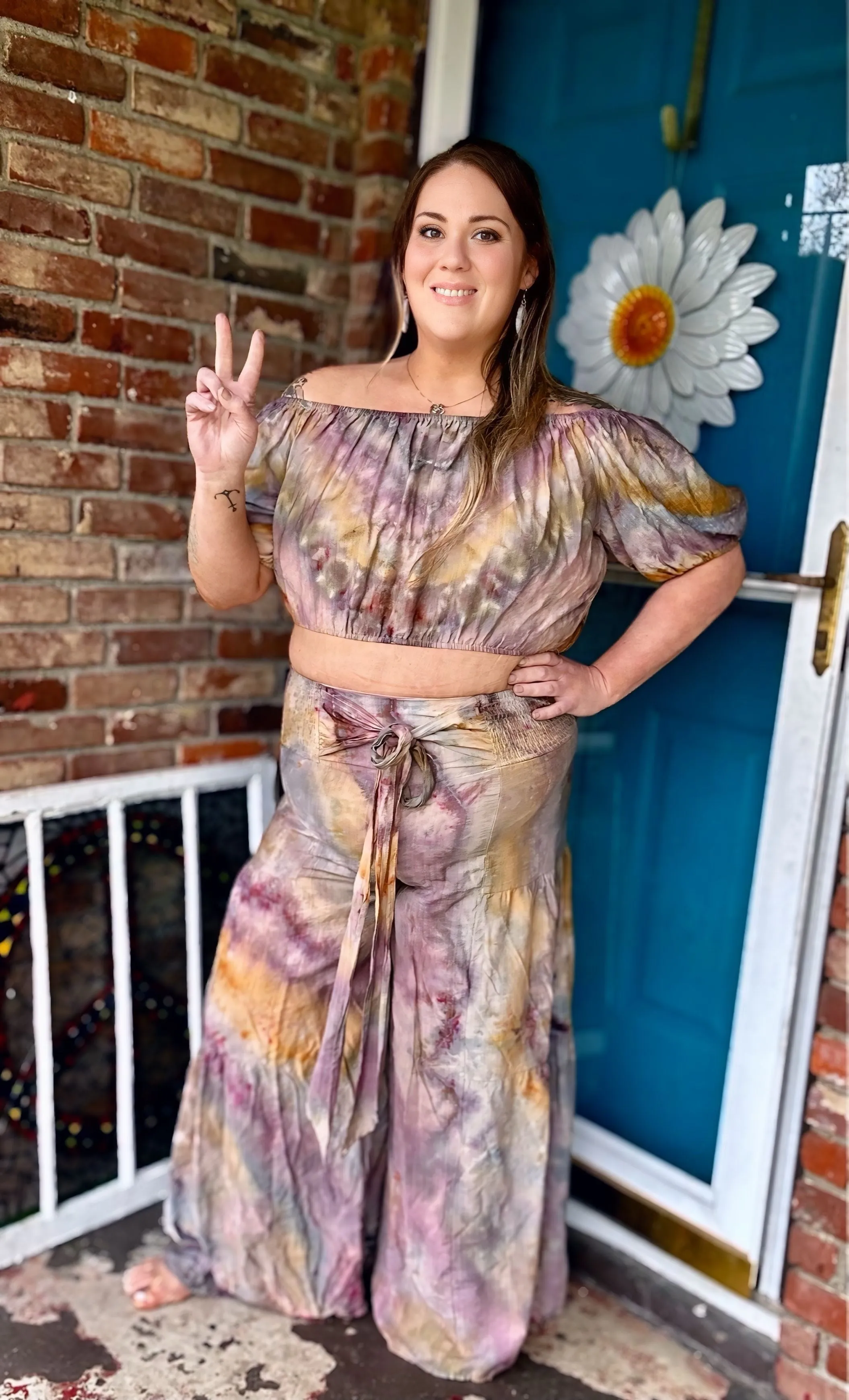 Earthy Large/XL 2 pc set with flowy pants
