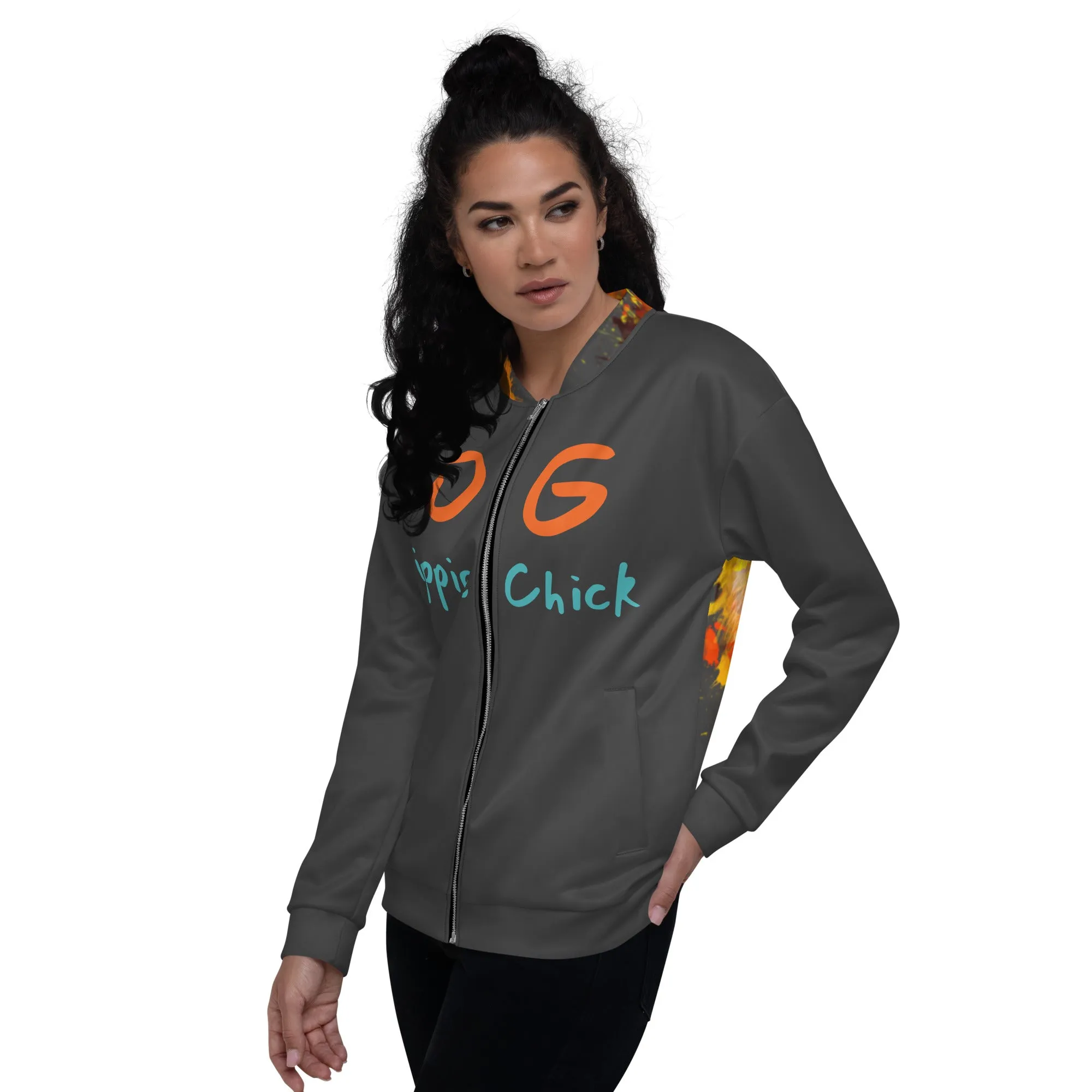 Eclipse Bomber Jacket - OG Hippie Chick (large Lion on back)