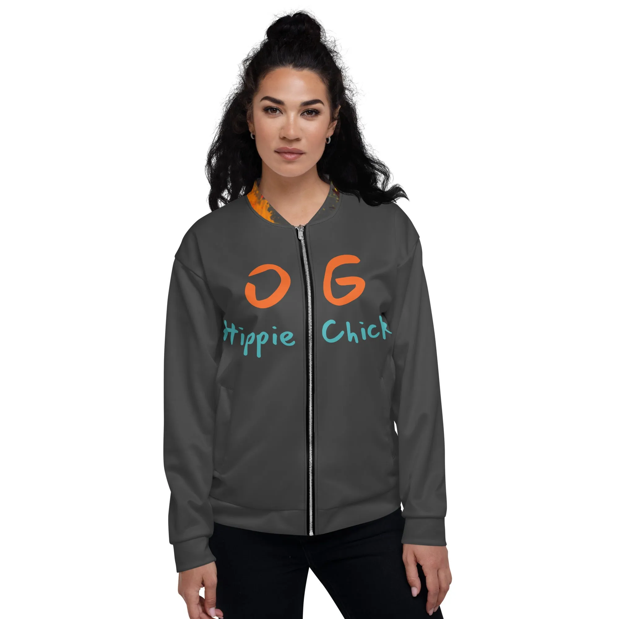 Eclipse Bomber Jacket - OG Hippie Chick (large Lion on back)