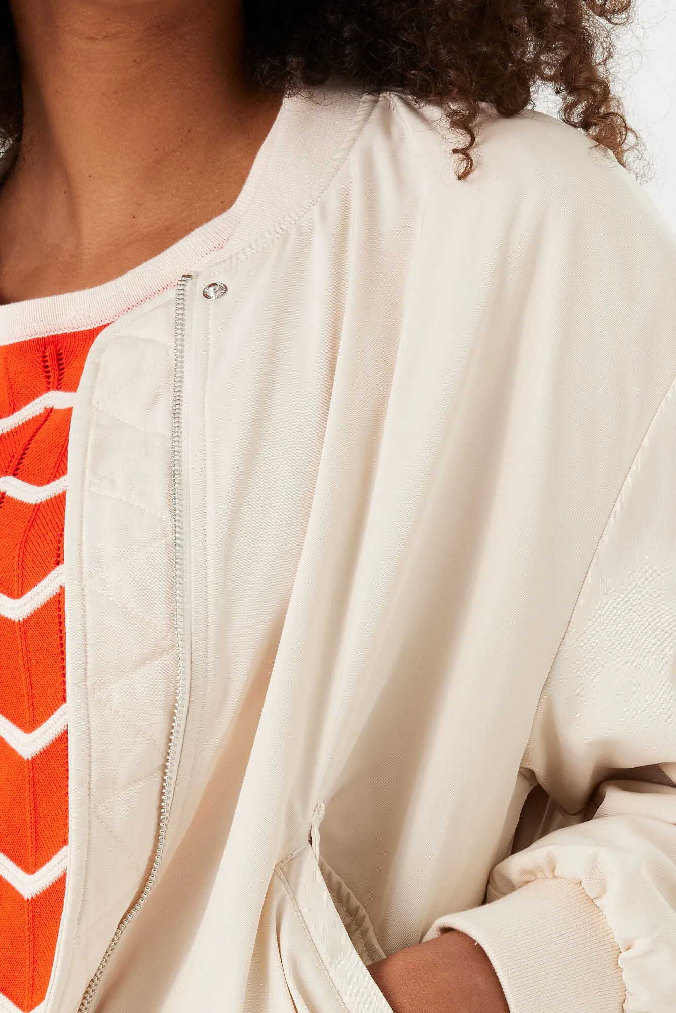 Ecru Bomber Style Jacket
