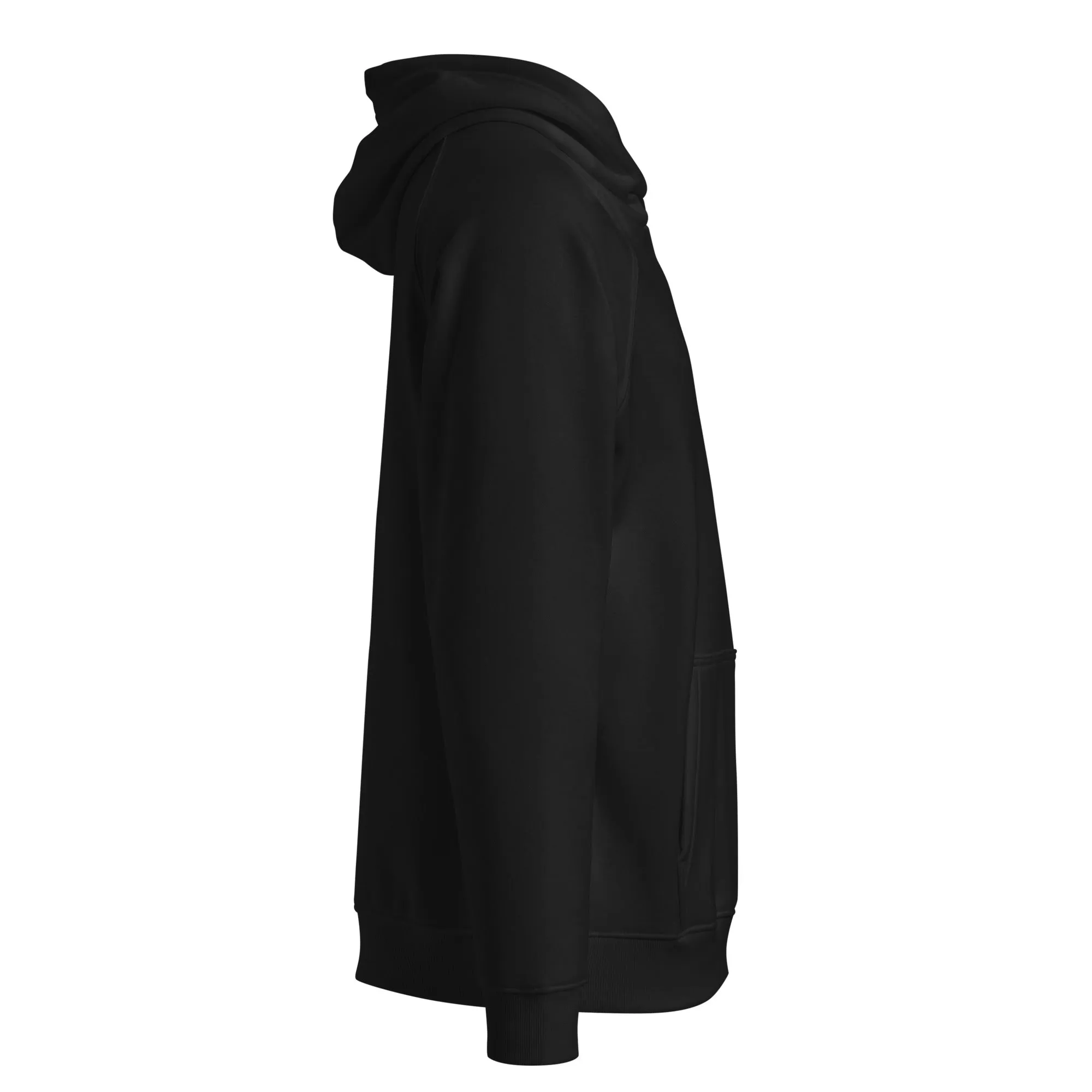 Emblem Embroidered on Front of Black Sweatshirt Nova Edge Threads Emblem Clean Black Eco Raglan Hoodie