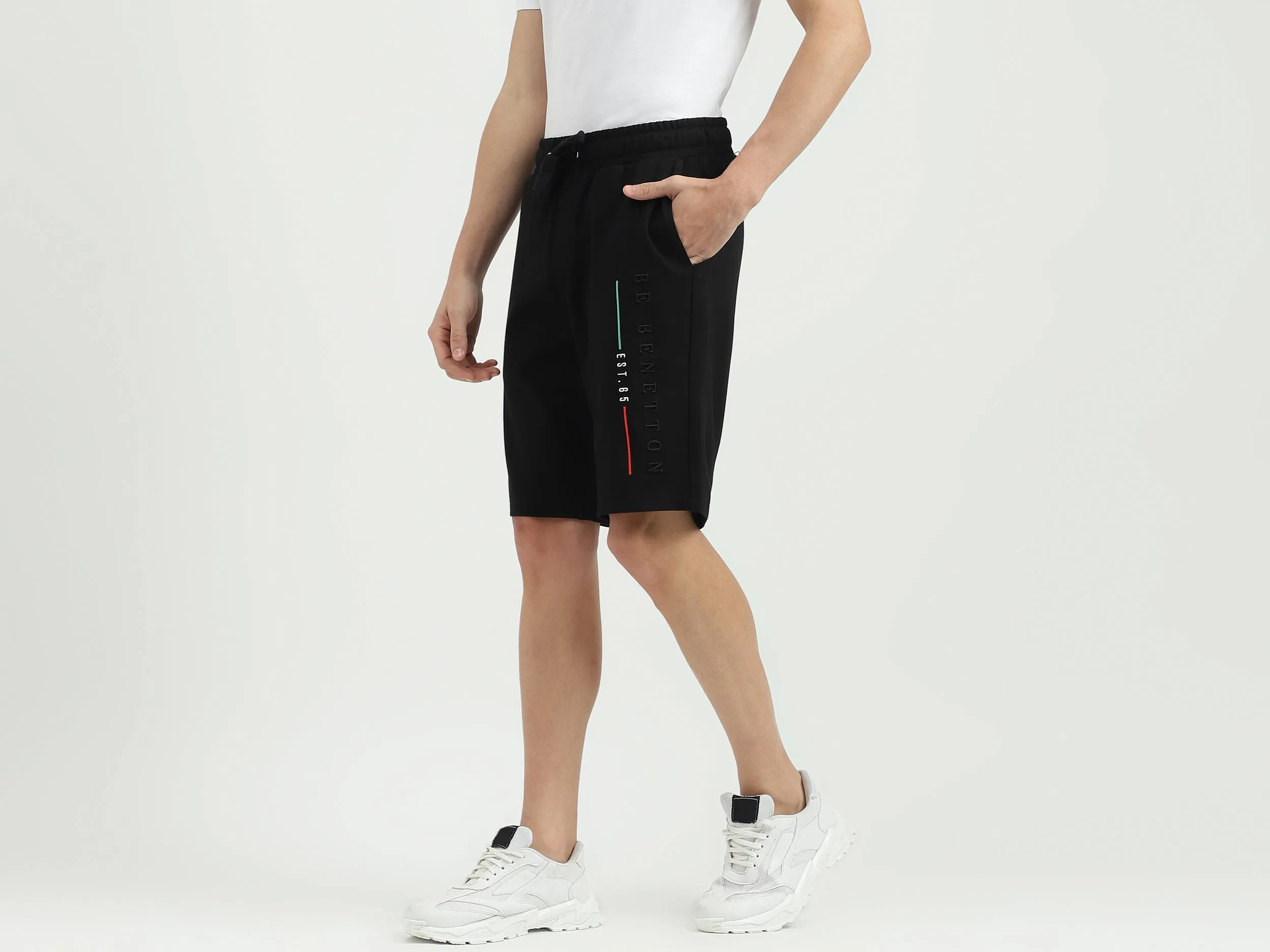 Embroidered Regular Fit Mid Waist Shorts