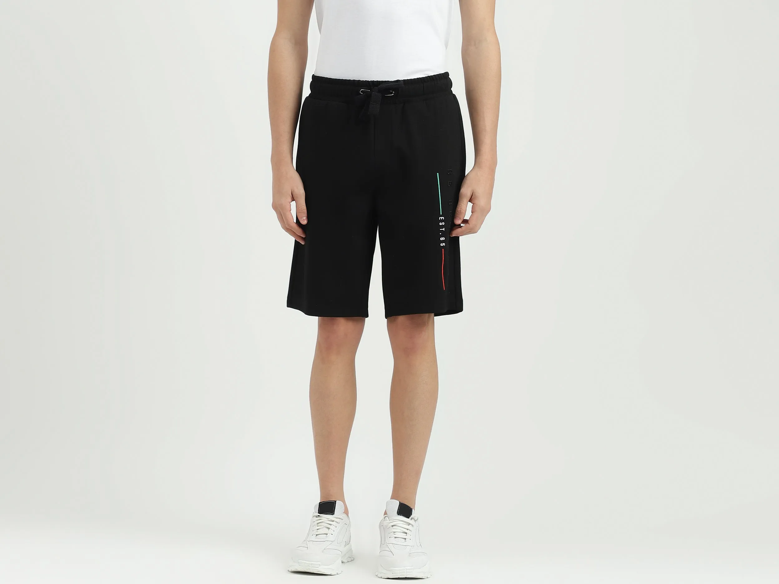 Embroidered Regular Fit Mid Waist Shorts