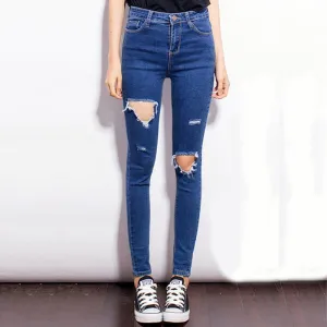 Fashion Casual Women Brand Vintage High Waist Skinny Denim Jeans Slim Ripped Pencil Jeans Hole Pants Female Girls Trousers