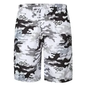 Flap Pocket Camouflage Print Hawaiian Bermuda Shorts - White L