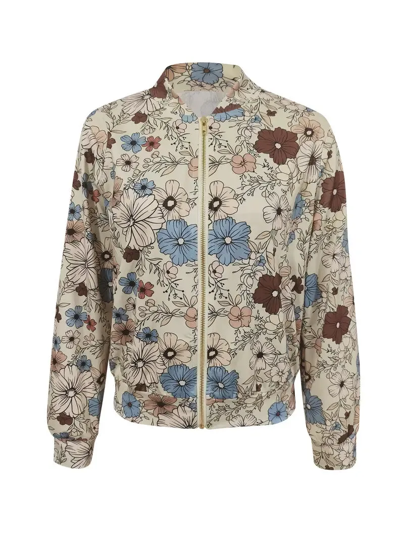 Floral Spring Summer Bomber Jacket for Women