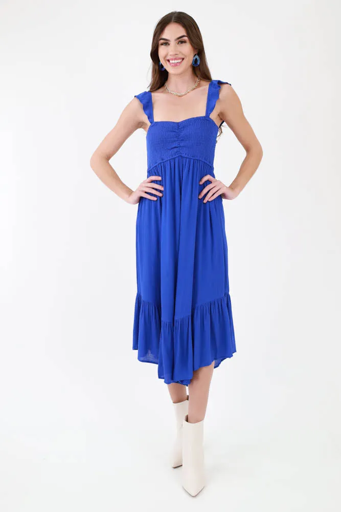 Flowy Smocked Jumpsuit -Light Blue