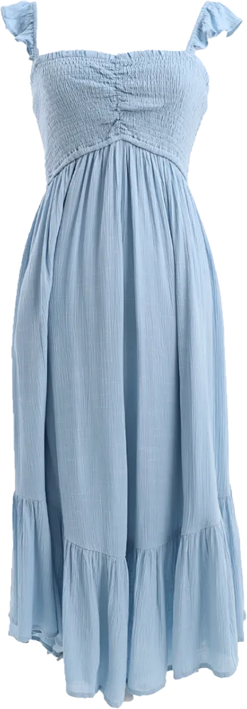 Flowy Smocked Jumpsuit -Light Blue