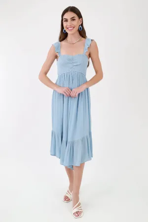 Flowy Smocked Jumpsuit -Light Blue