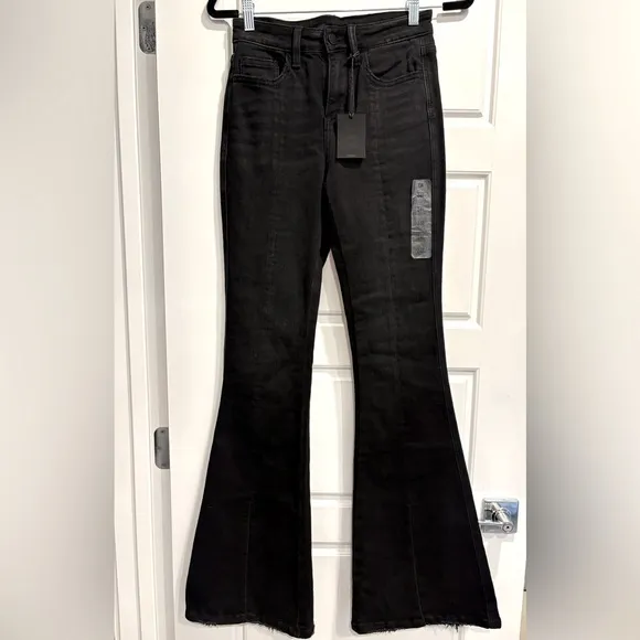 Flying Monkey Black High Rise Split Flare Stretch Long Jean Womens 24 Tall NWT