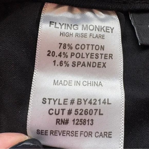 Flying Monkey Black High Rise Split Flare Stretch Long Jean Womens 24 Tall NWT
