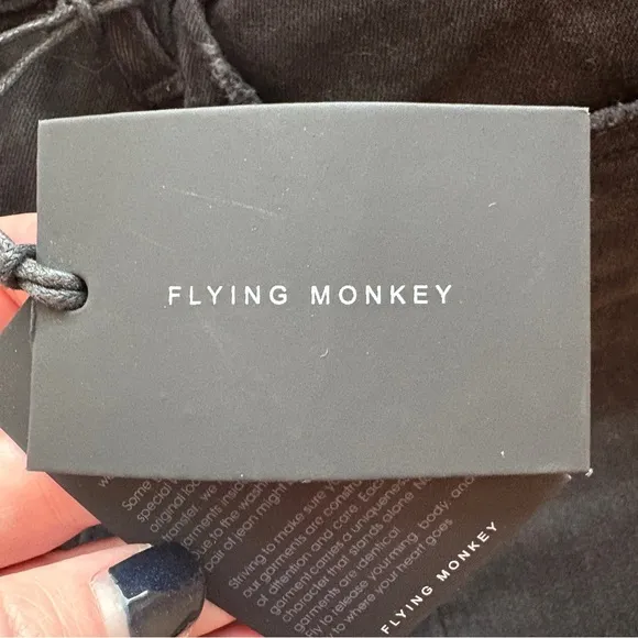 Flying Monkey Black High Rise Split Flare Stretch Long Jean Womens 24 Tall NWT