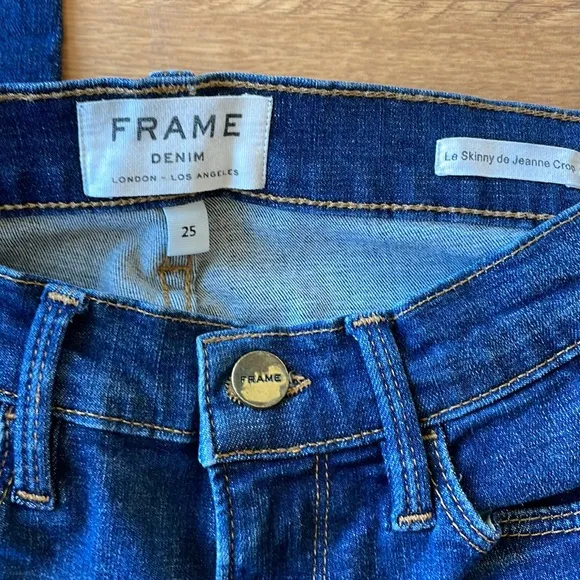 FRAME Denim Le Skinny De Jeanne Crop Blue Jeans size 25