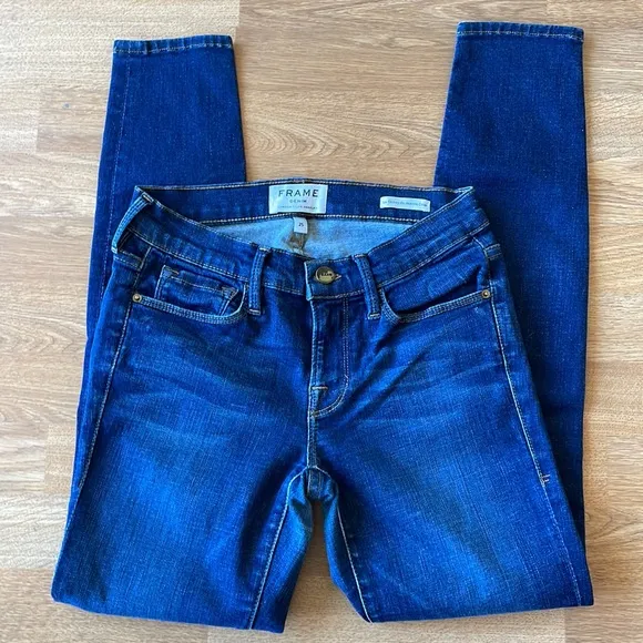 FRAME Denim Le Skinny De Jeanne Crop Blue Jeans size 25