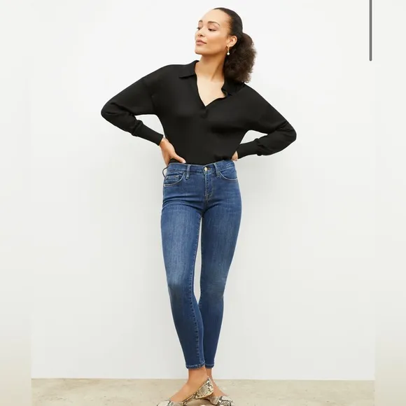 FRAME Denim Le Skinny De Jeanne Crop Blue Jeans size 25