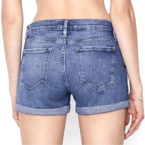 FRAME LE Cutoff Denim Cuffed Shorts in Ashcroft Wash- size 25