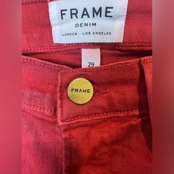 FRAME Le High Skinny Hunter Red Coated Jeans Size 29