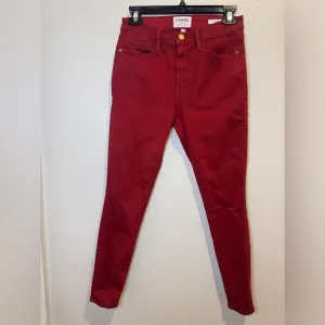 FRAME Le High Skinny Hunter Red Coated Jeans Size 29