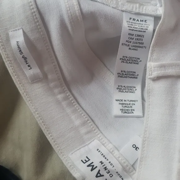 Frame white Le High Skinny Stretch  frayed hem crop woman jeans size 30