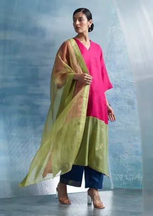Fuchsia pink flowy kurta set
