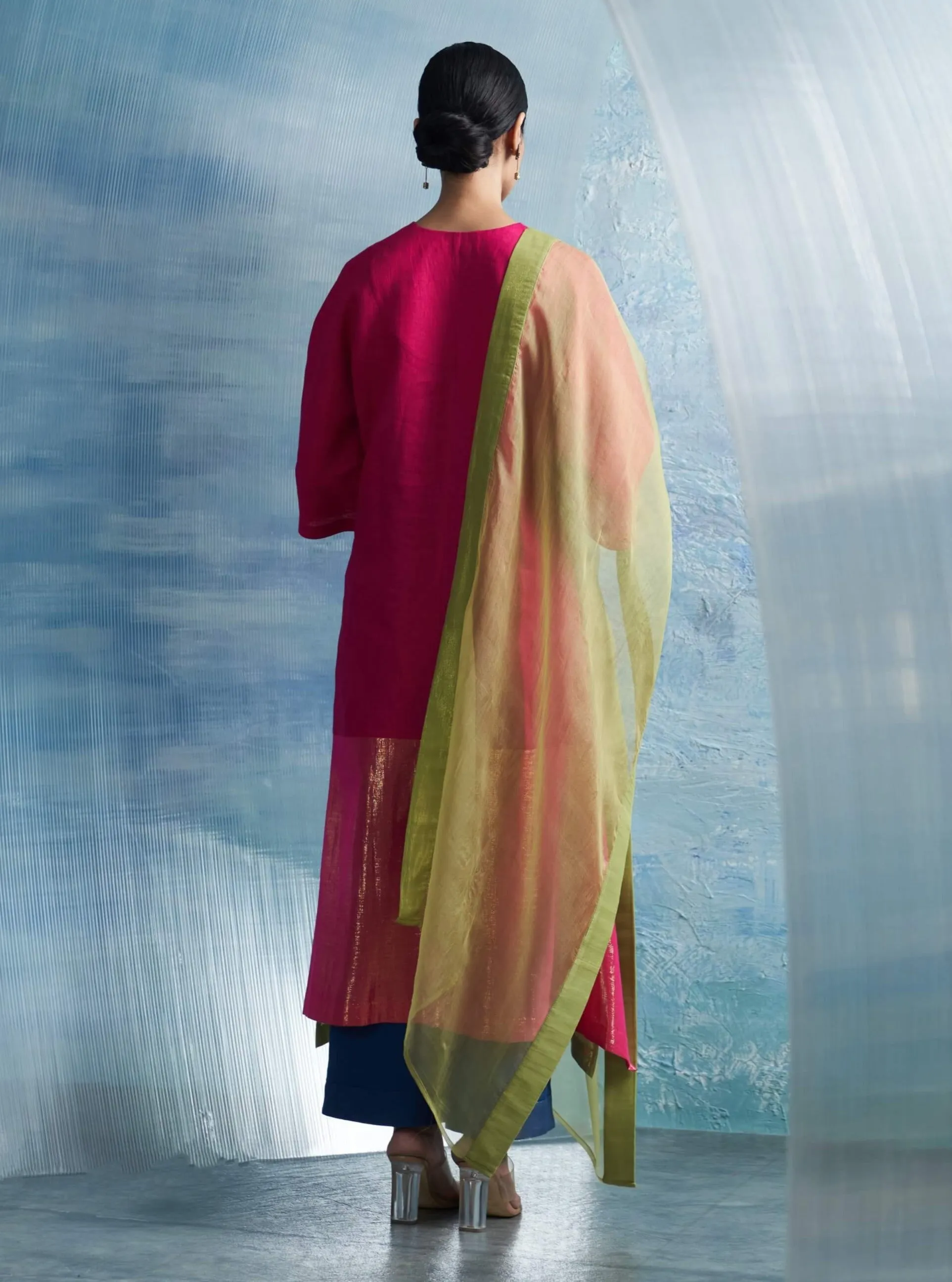 Fuchsia pink flowy kurta set