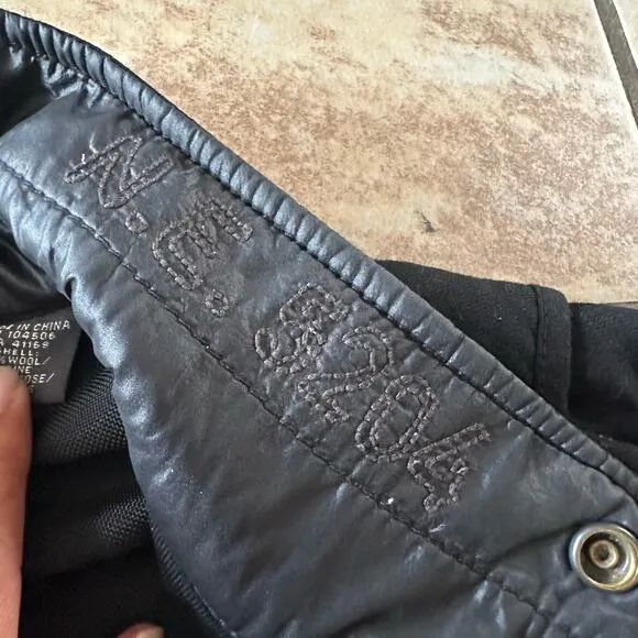 G Star Denim Full Zip Jacket Women's Medium Black Bomber Moto Biker Grunge