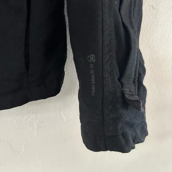 G Star Denim Full Zip Jacket Women's Medium Black Bomber Moto Biker Grunge