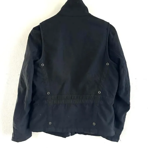 G Star Denim Full Zip Jacket Women's Medium Black Bomber Moto Biker Grunge