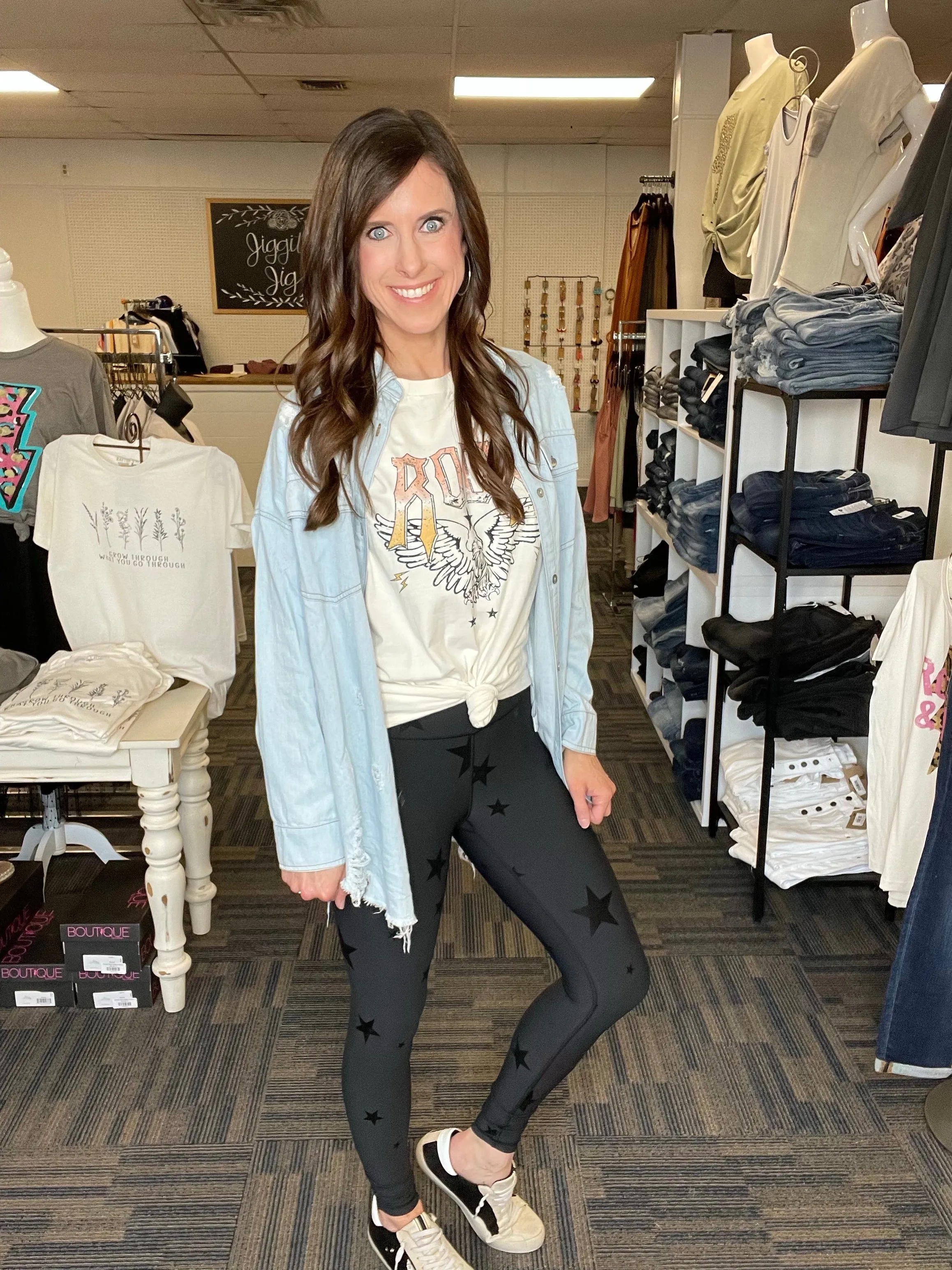Get Their Attention Chambray Distressed Shirt