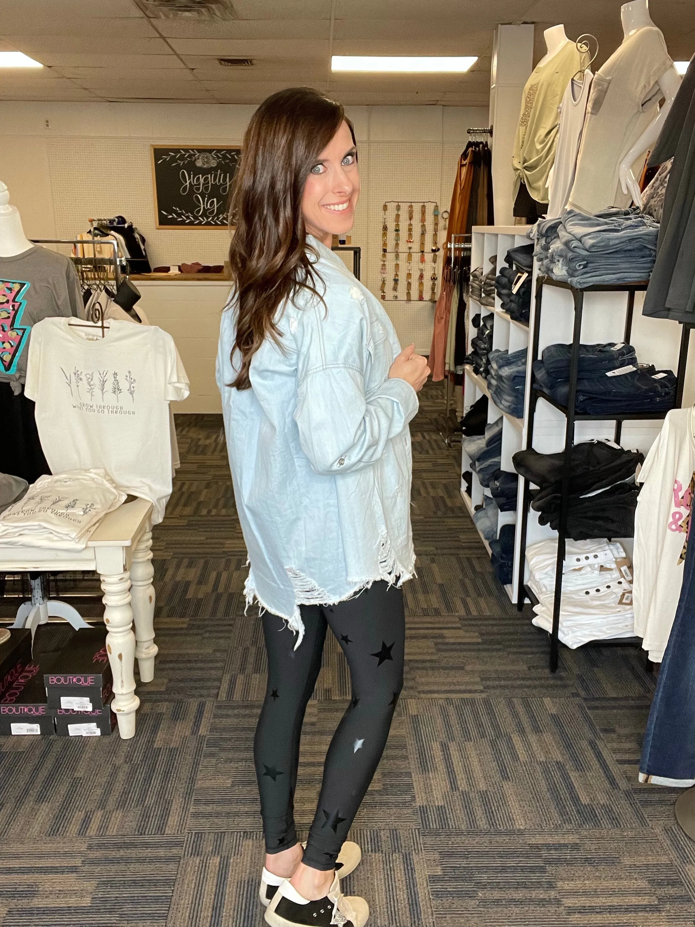 Get Their Attention Chambray Distressed Shirt