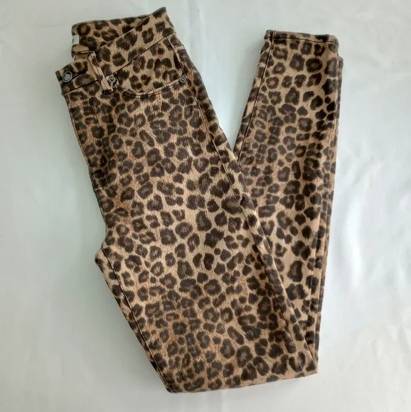 Good American Cheetah Print High-rise Skinny Jeans Size 26