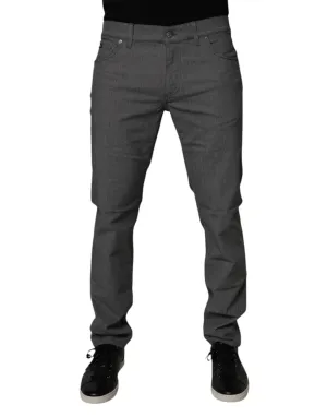 Gray Cotton Stretch Skinny Denim Jeans