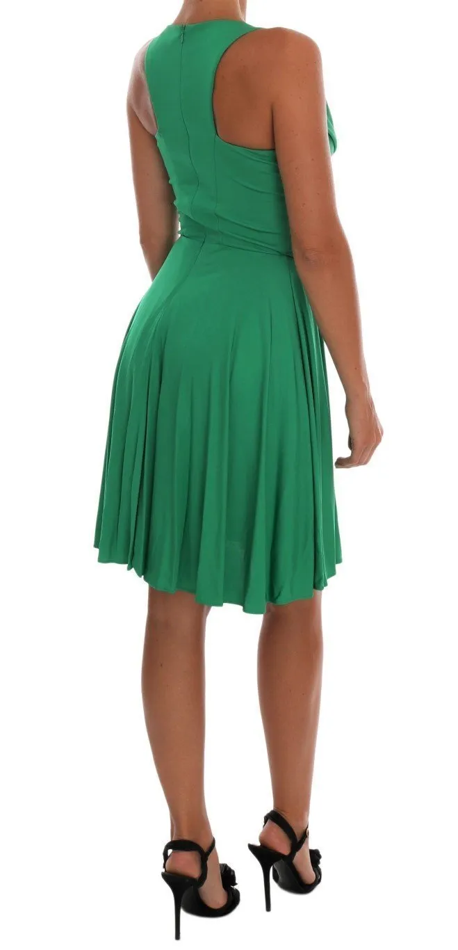 Green Stretch A-Line Gold Dress
