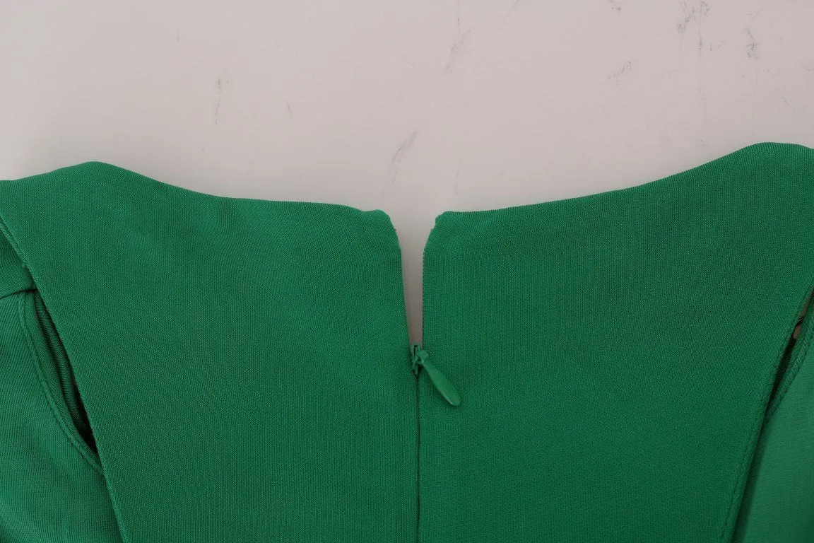 Green Stretch A-Line Gold Dress