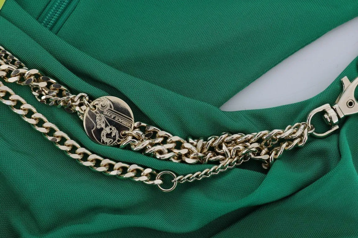 Green Stretch A-Line Gold Dress