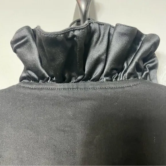Harvey Faircloth  Ruffle Collar Crop Denim Jacket in Black