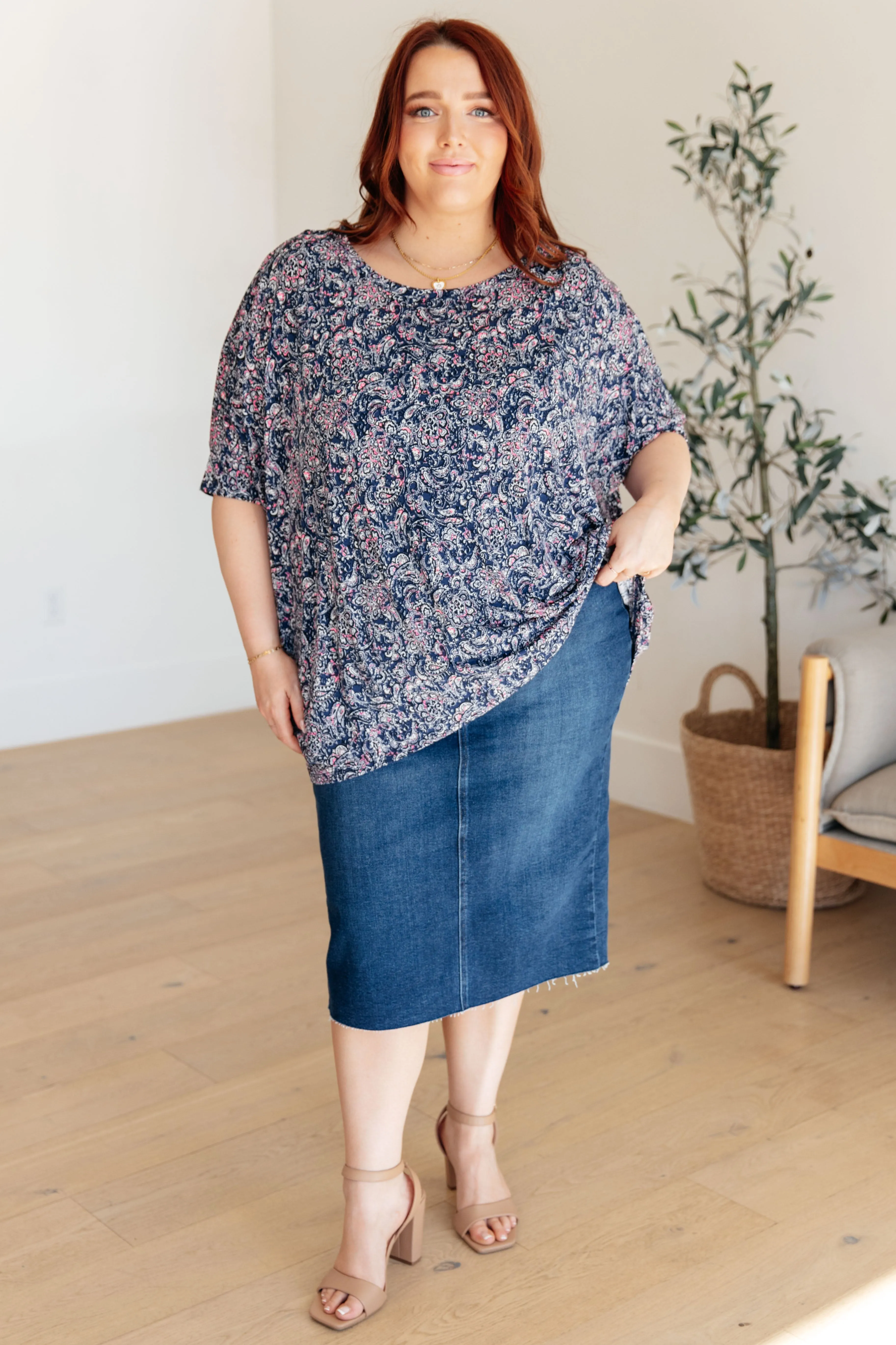 Hazel Blues® |  Essential Blouse in Navy Paisley
