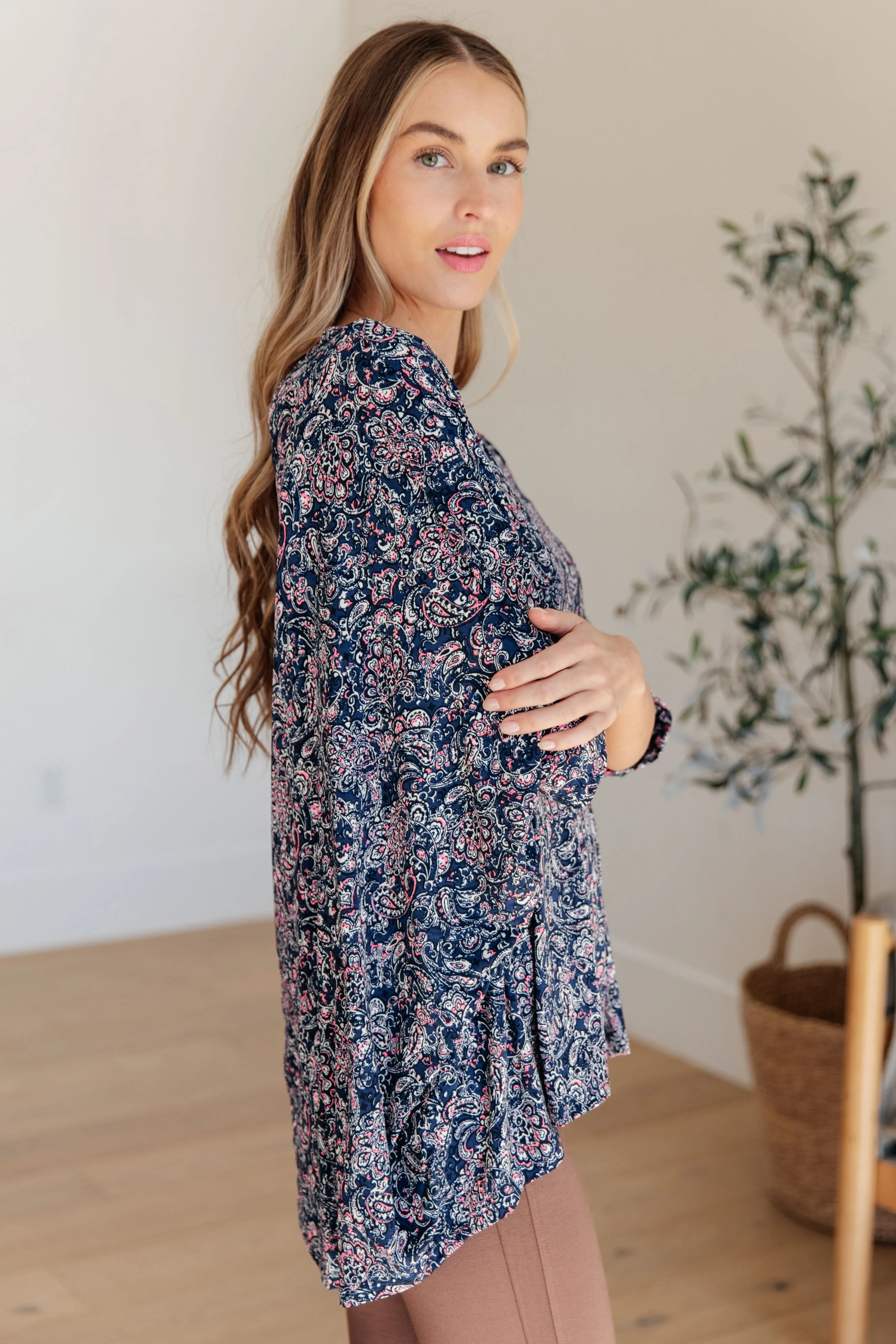 Hazel Blues® |  Essential Blouse in Navy Paisley